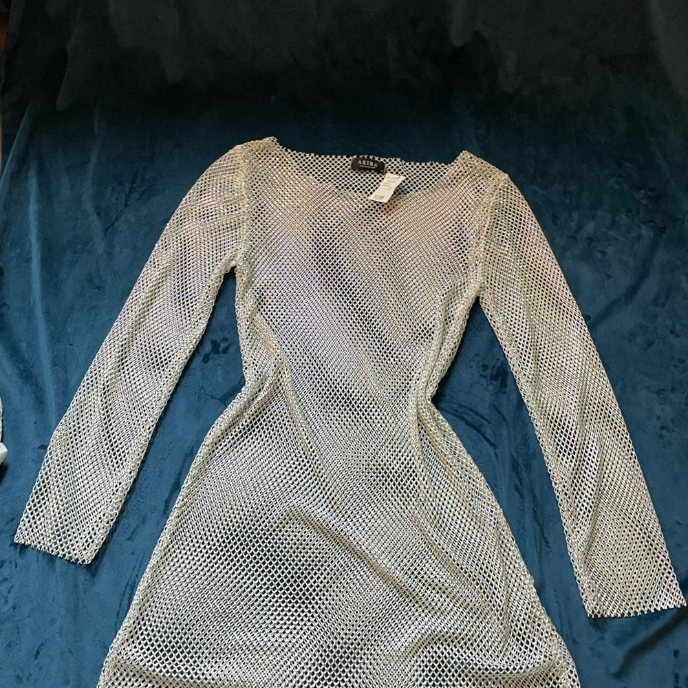 AKIRA White Ribbed Long Sleeve Bodycon Dress